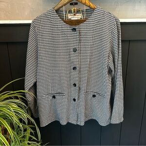 NORM THOMPSON  Jacket Button Front‎ Pockets Gingham Plaid Black White size Large